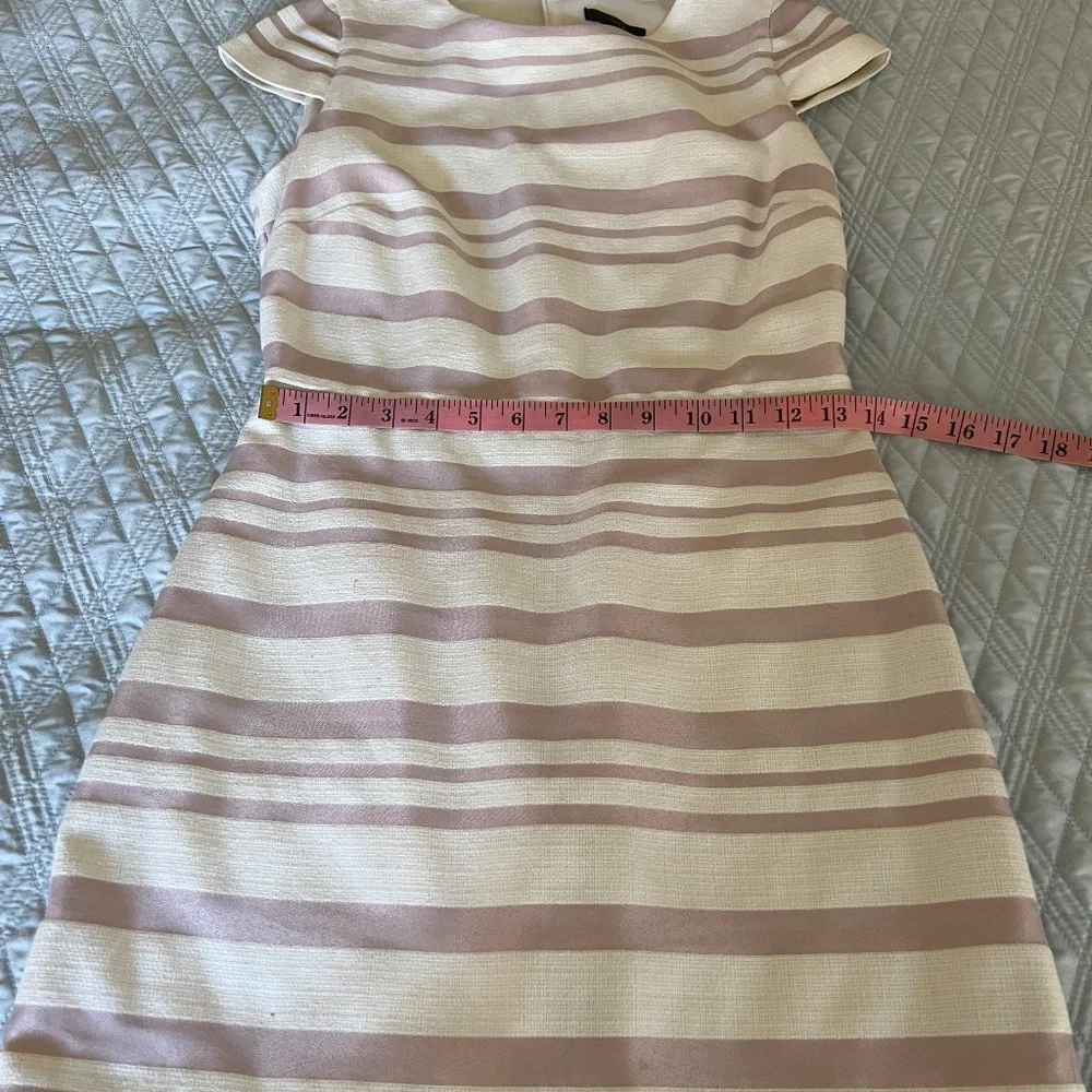 J. Crew Pink and White Striped Cap Sleeve Suiting Dress Size 2